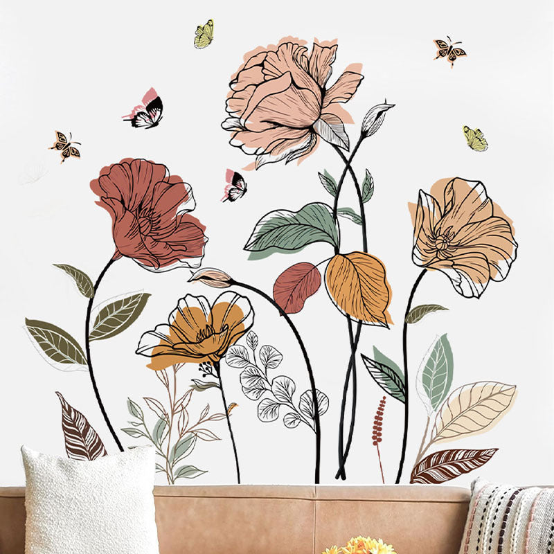 Bohemian Flower Wall Sticker Wildflower Wall Art Decoration Sticker bamboo