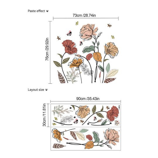 Bohemian Flower Wall Sticker Wildflower Wall Art Decoration Sticker bamboo