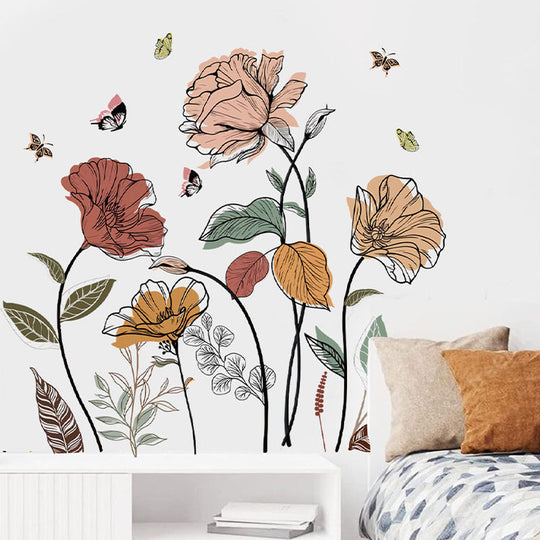 Bohemian Flower Wall Sticker Wildflower Wall Art Decoration Sticker bamboo