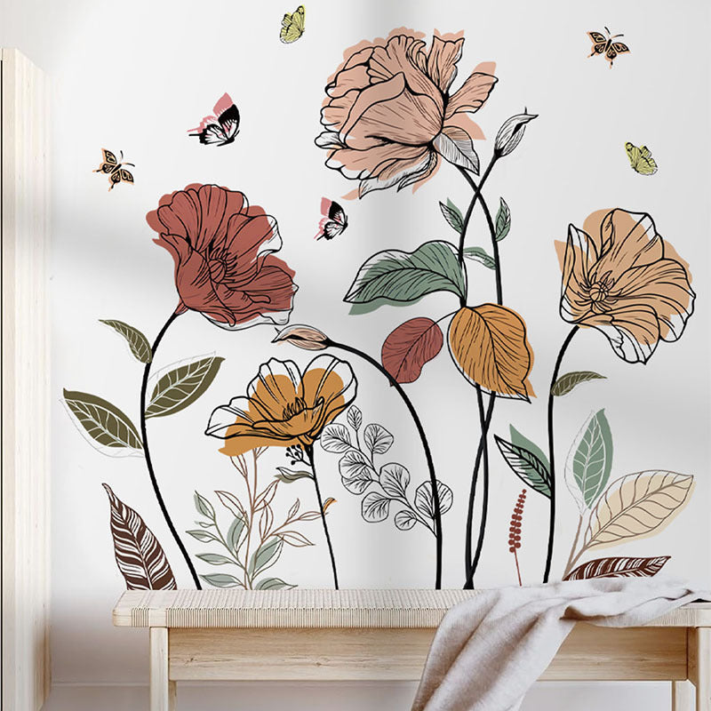 Bohemian Flower Wall Sticker Wildflower Wall Art Decoration Sticker bamboo