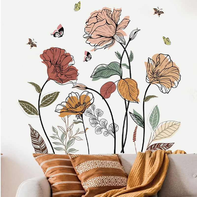 Bohemian Flower Wall Sticker Wildflower Wall Art Decoration Sticker bamboo