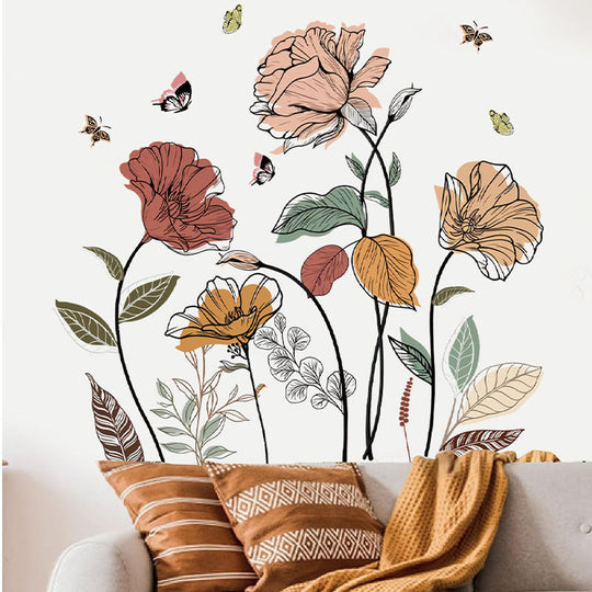 Bohemian Flower Wall Sticker Wildflower Wall Art Decoration Sticker bamboo