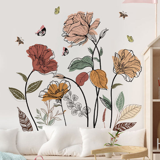 Bohemian Flower Wall Sticker Wildflower Wall Art Decoration Sticker bamboo